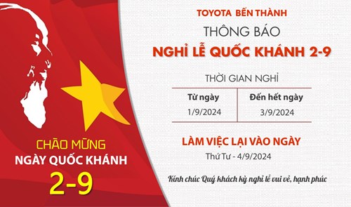 Thông báo nghỉ lễ Quốc Khánh 02/9 - Toyota Bến Thành