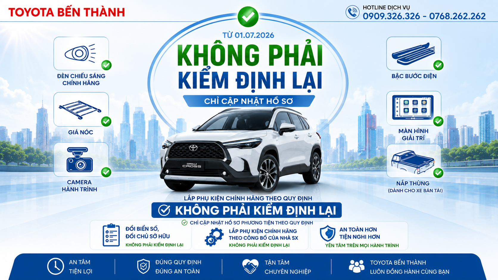 TỪ 01/07/2026: ĐỔI BIỂN SỐ, ĐỔI CHỦ XE, LẮP PHỤ KIỆN CHÍNH HÃNG... KHÔNG CẦN KIỂM ĐỊNH LẠI