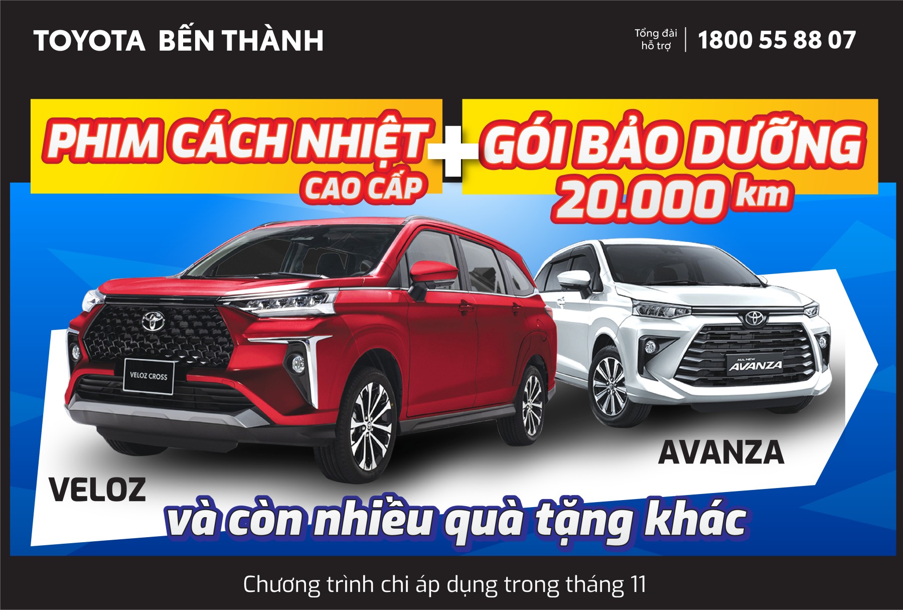 ⚡️⚡️⚡️Khuyến mãi SỐC tháng 11- Tặng Phim cách nhiệt cao cấp cùng Gói bảo dưỡng 20.000 km khi Quý Khách hàng sở hữu xe #Veloz và #Avanza ⚡️⚡️⚡️